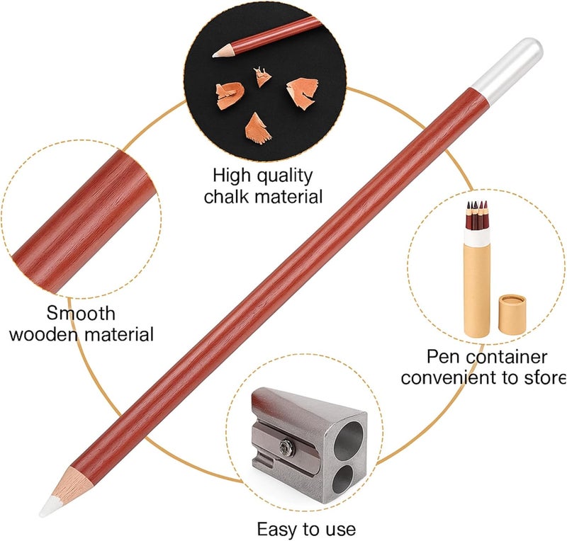 Eersida 12 Pcs Wooden Chalk Pencils with Sharpener and Kraft Paper Pen Container Chalkboard Pencils Real Slate Colored Chalk Art for Chalkboard Drawing Writing Board, Assorted Colors - Image 3